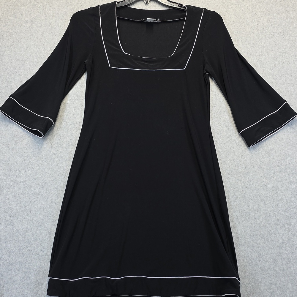 White House Black Market Black Dress with White Trim